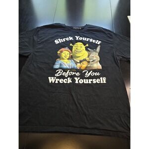 Shrek Yourself Before You Wreck Yourself T-Shirt‎ XL Black Donkey Puss in...
